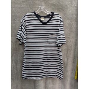 Mens Striped Shirt Vneck Pocket Tee‎ Casual